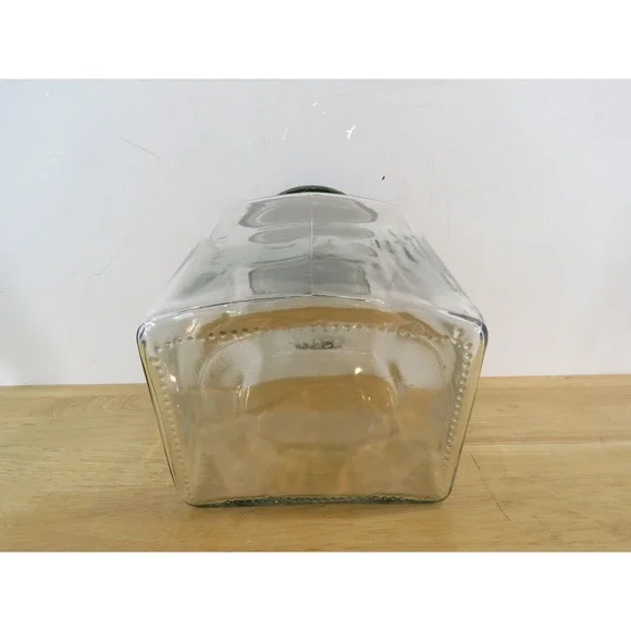 VTG Glass Canister Set Of 3 Green Wood Lids Pentagon Mercantile Country